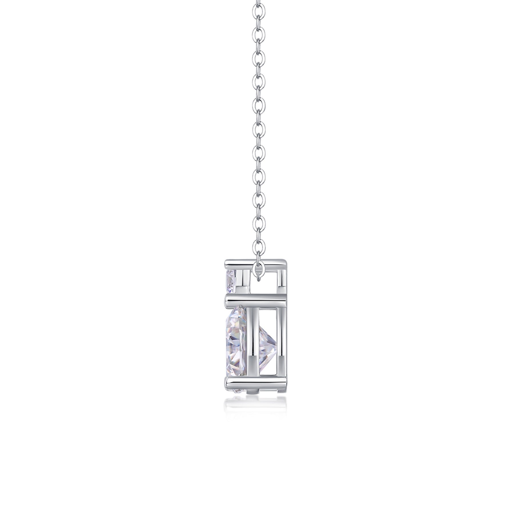 Manor 3 Carat Moissanite Halo Pendant Necklace in Sterling Silver