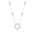 Iris Moissanite Floral Station Necklace in Sterling Silver