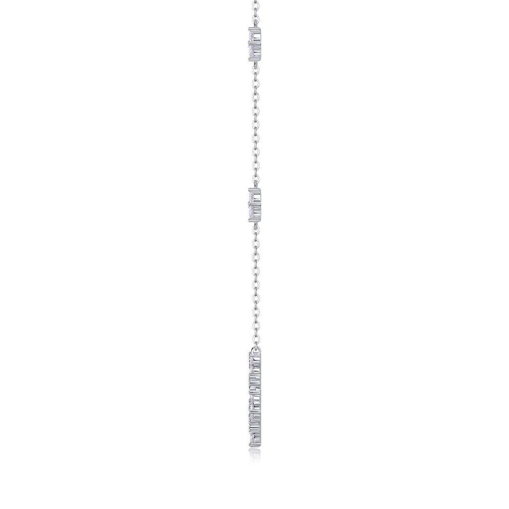 Iris Moissanite Floral Station Necklace in Sterling Silver