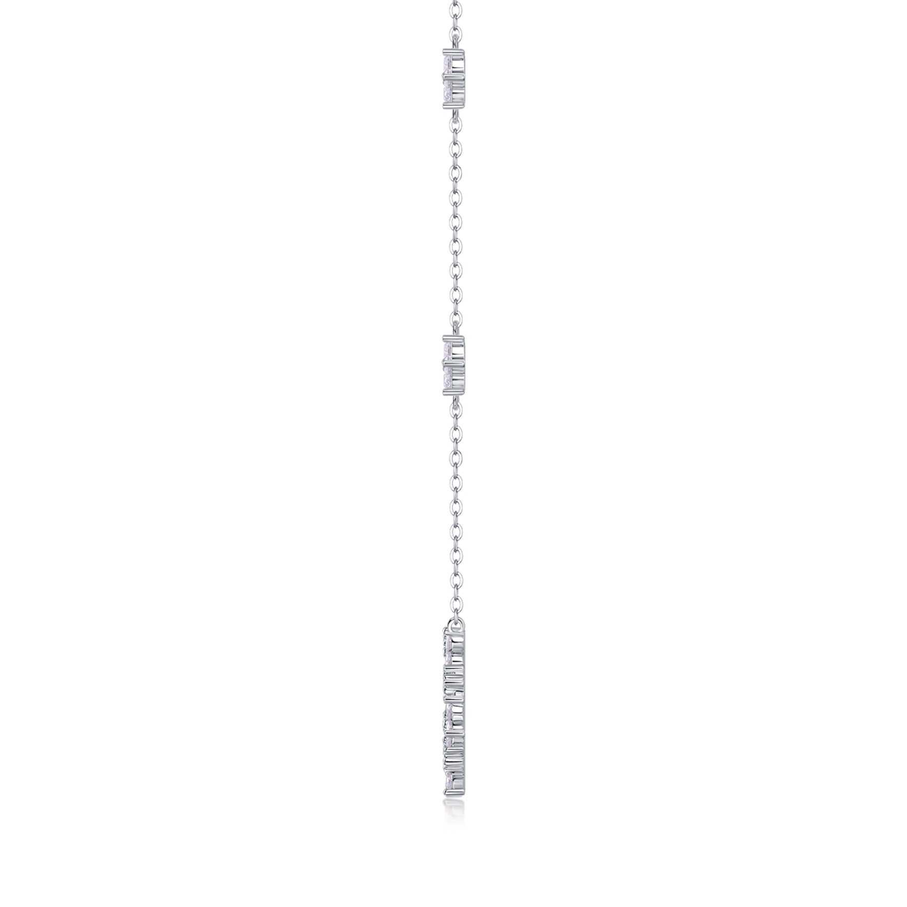 Iris Moissanite Floral Station Necklace in Sterling Silver