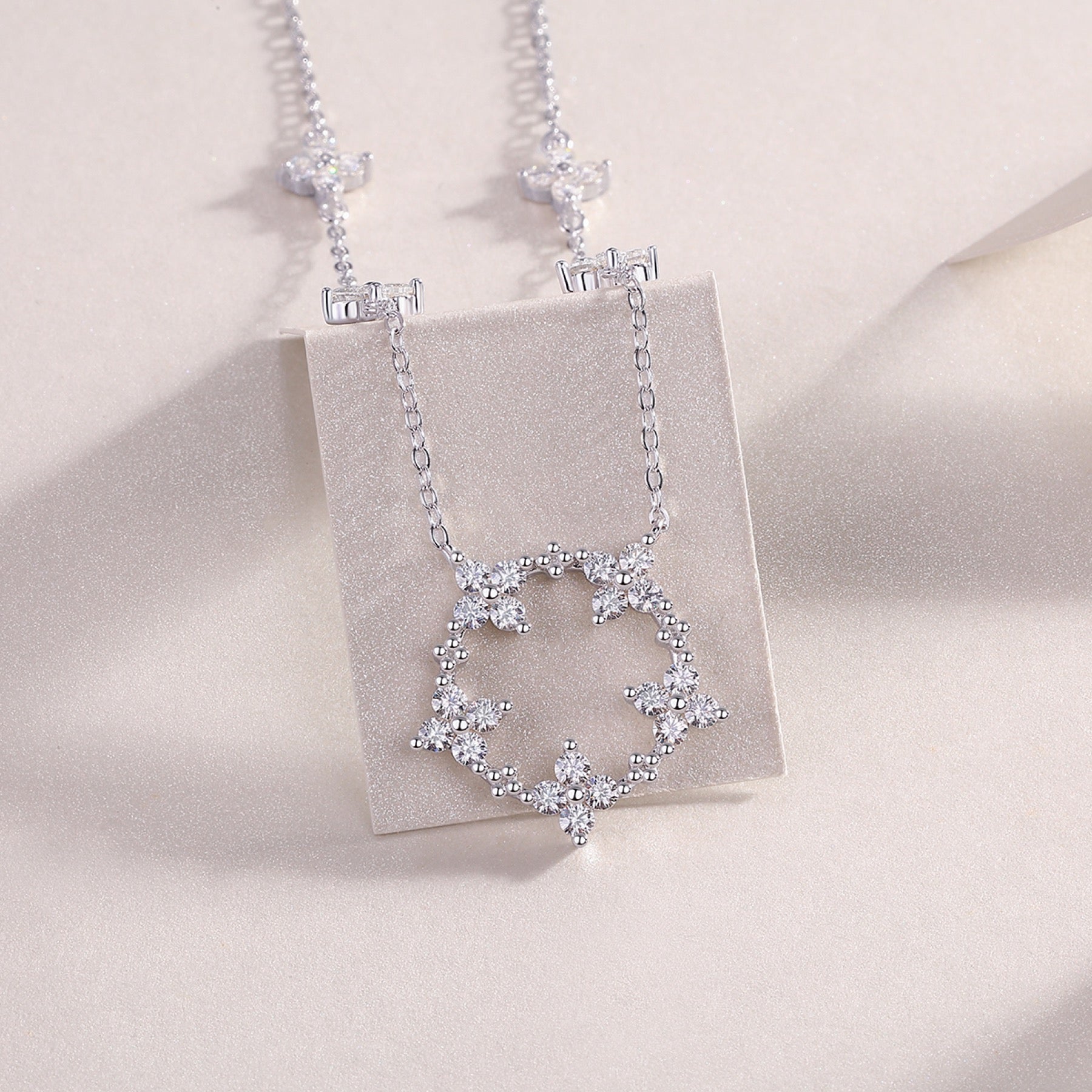 Iris Moissanite Floral Station Necklace in Sterling Silver
