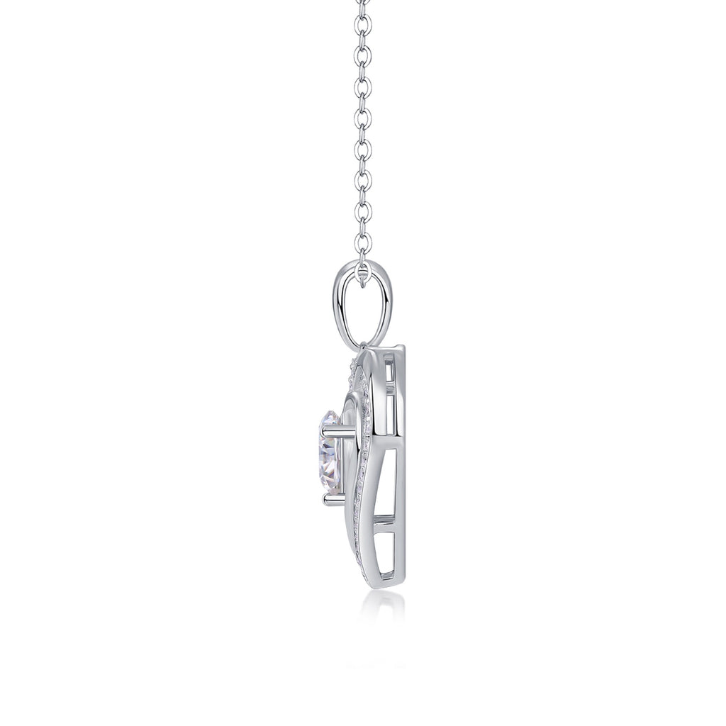 Soulmate 1 Carat Moissanite Heart Pendant Necklace in Sterling Silver