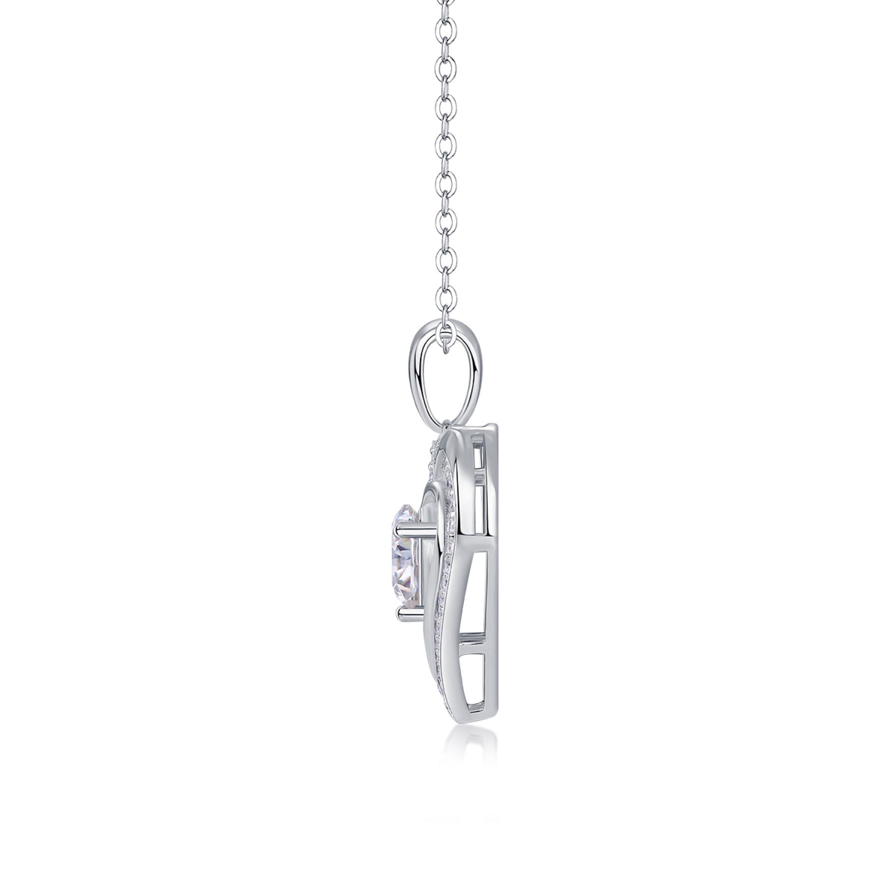Soulmate 1 Carat Moissanite Heart Pendant Necklace in Sterling Silver