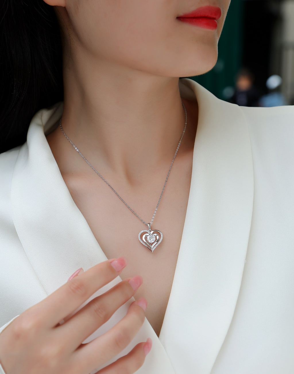 Soulmate 1 Carat Moissanite Heart Pendant Necklace in Sterling Silver