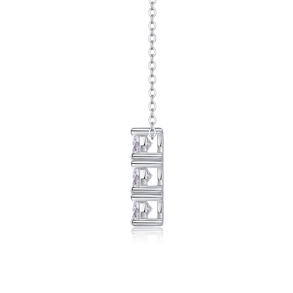 Trio Moissanite Three-Stone Pendant Necklace in Sterling Silver