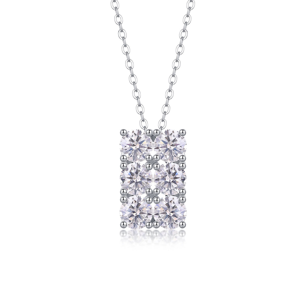 Mosaic Moissanite Cluster Pendant Necklace in Sterling Silver