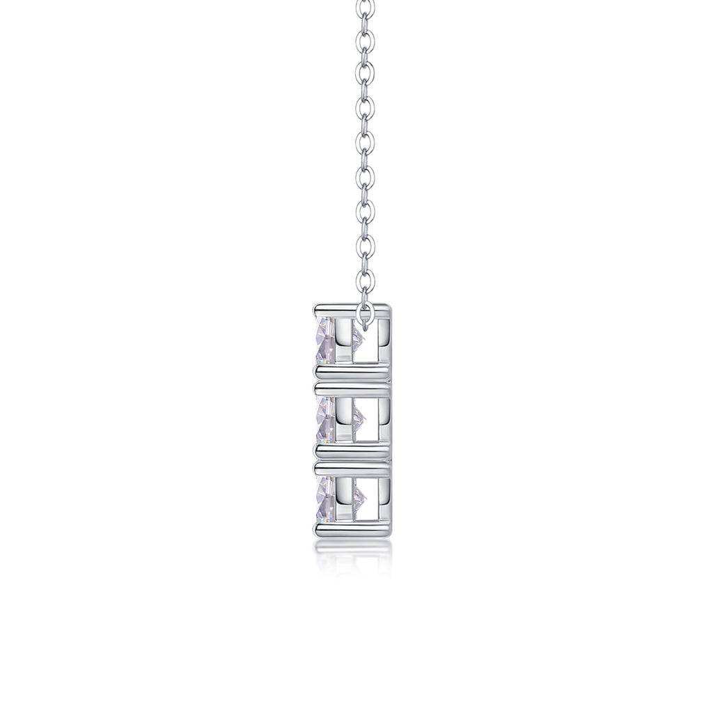 Mosaic Moissanite Cluster Pendant Necklace in Sterling Silver