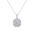Quadra 1 Carat Moissanite Halo Pendant Necklace in Sterling Silver