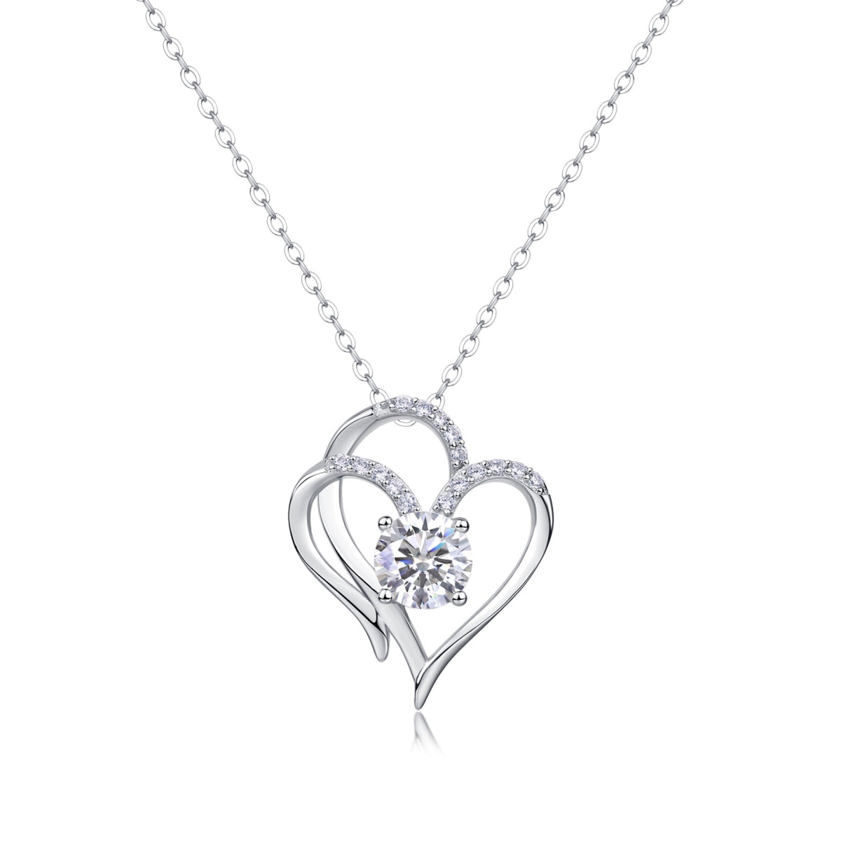 Beloved 1 Carat Moissanite Heart Pendant Necklace in Sterling Silver