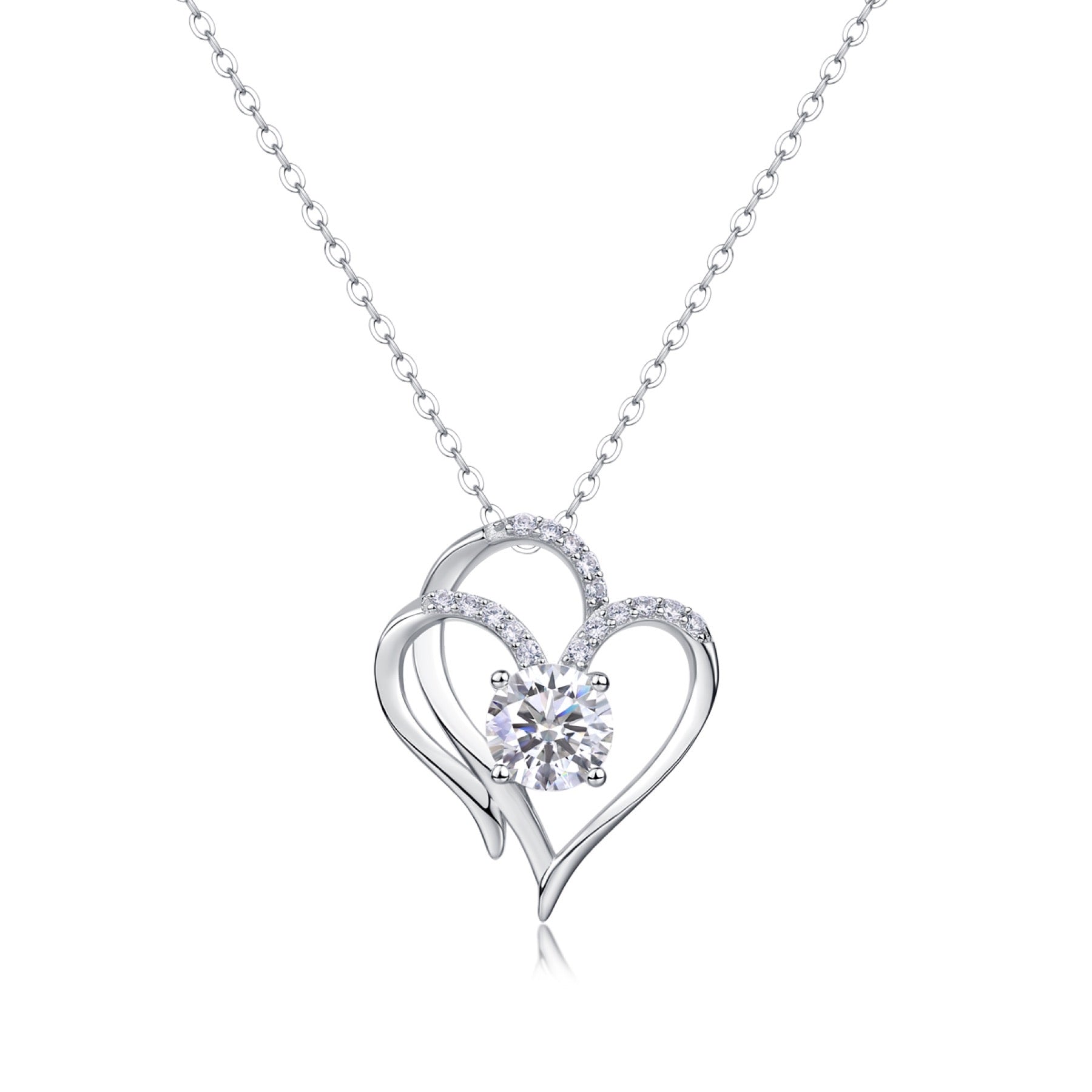 Beloved 1 Carat Moissanite Heart Pendant Necklace in Sterling Silver