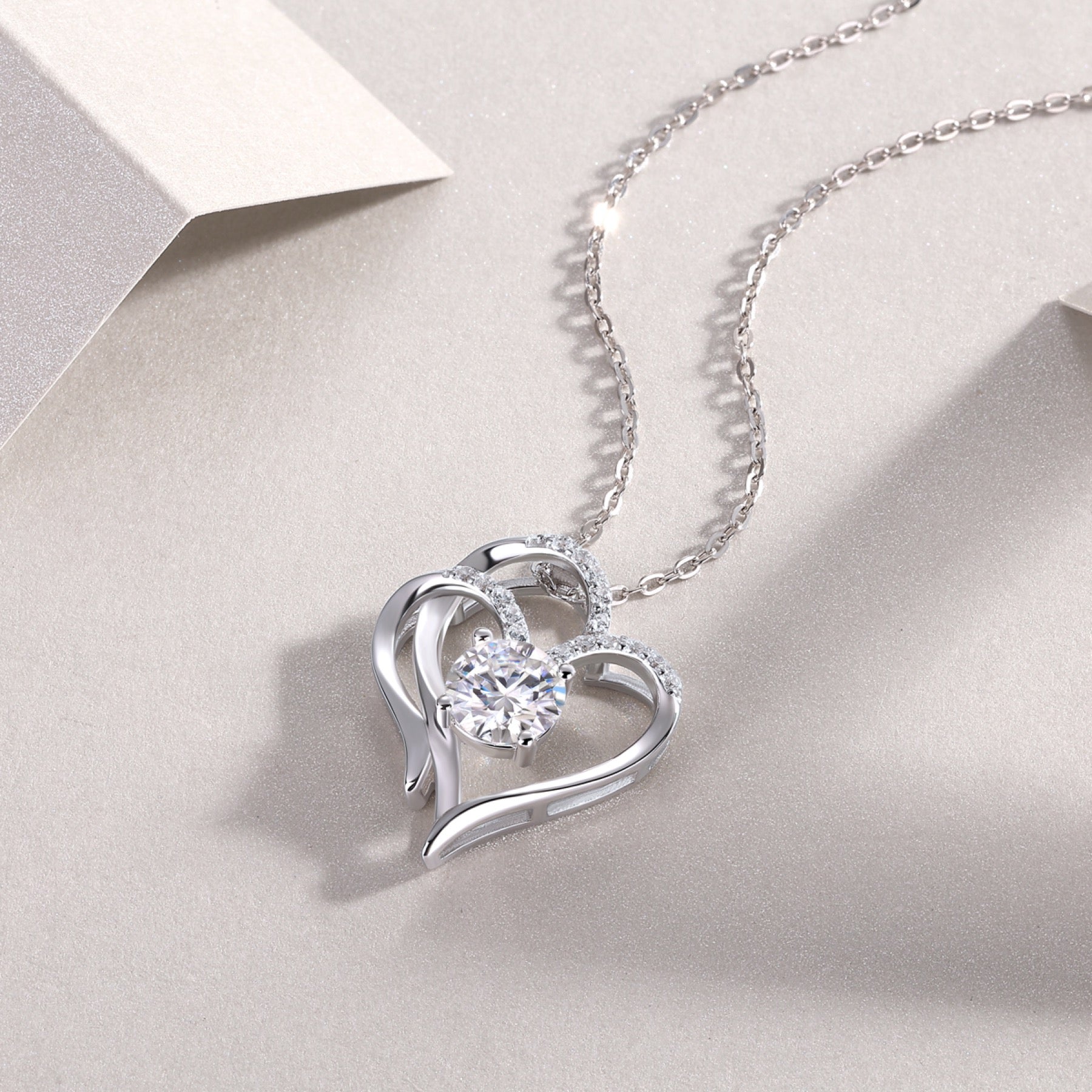 Beloved 1 Carat Moissanite Heart Pendant Necklace in Sterling Silver