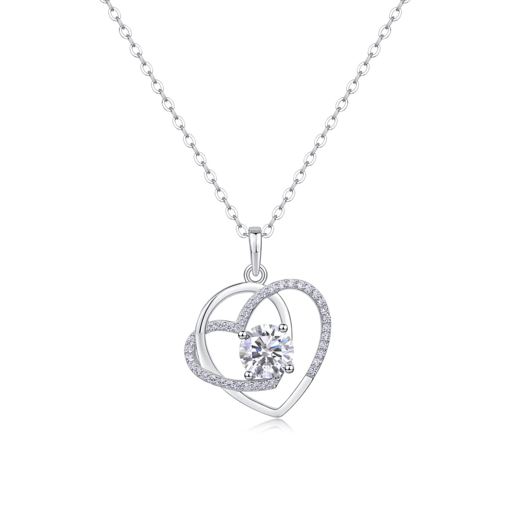 Devotion 1 Carat Moissanite Heart Pendant Necklace in Sterling Silver