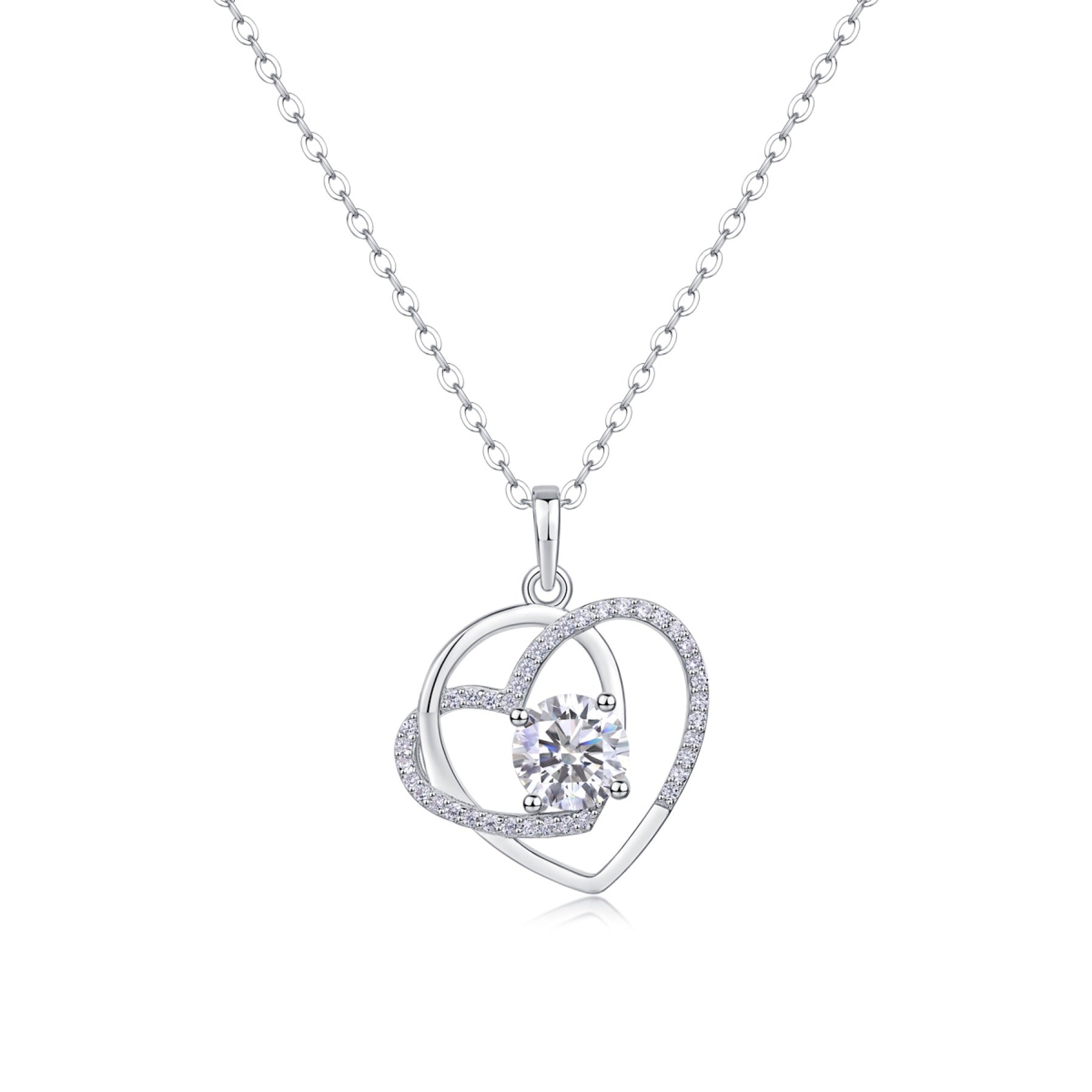 Devotion 1 Carat Moissanite Heart Pendant Necklace in Sterling Silver