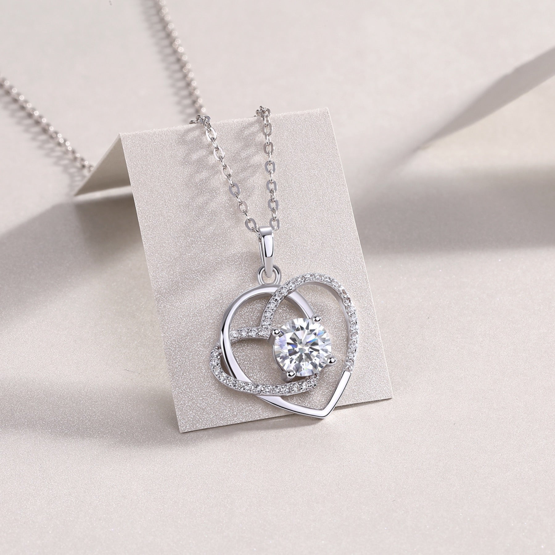 Devotion 1 Carat Moissanite Heart Pendant Necklace in Sterling Silver