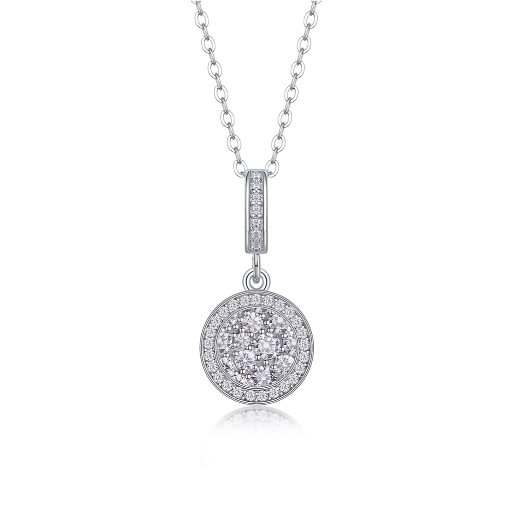 Union Moissanite Cluster Pendant Necklace in Sterling Silver