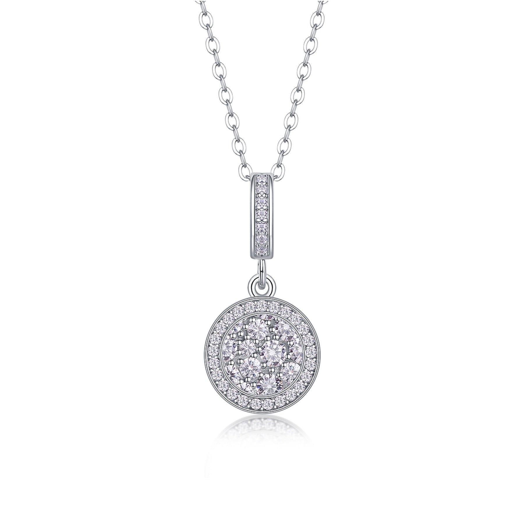 Union Moissanite Cluster Pendant Necklace in Sterling Silver