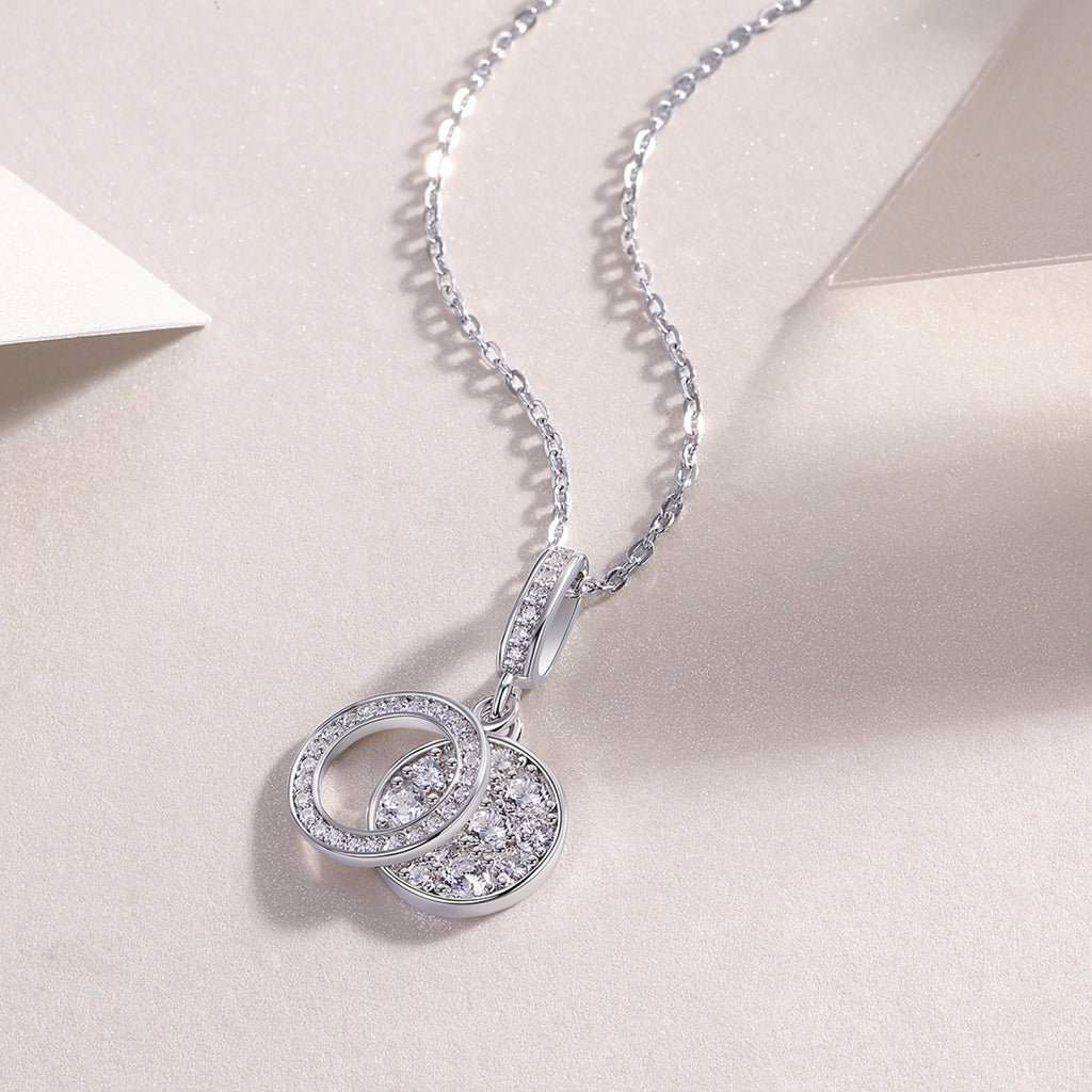 Union Moissanite Cluster Pendant Necklace in Sterling Silver