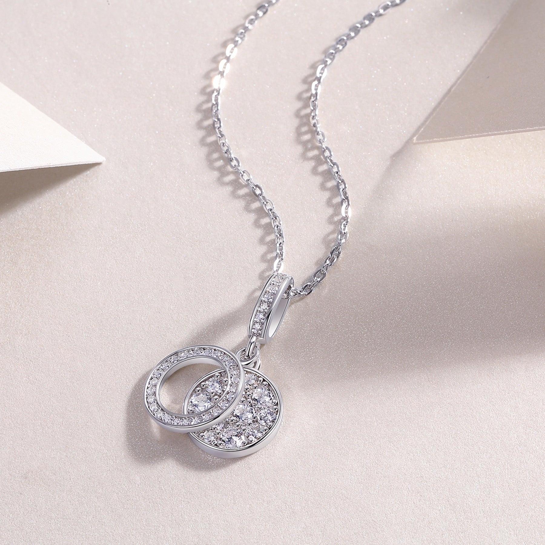 Union Moissanite Cluster Pendant Necklace in Sterling Silver