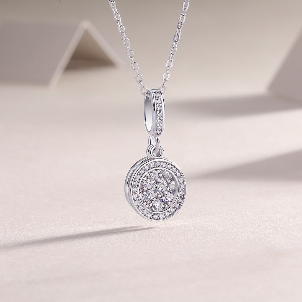 Union Moissanite Cluster Pendant Necklace in Sterling Silver