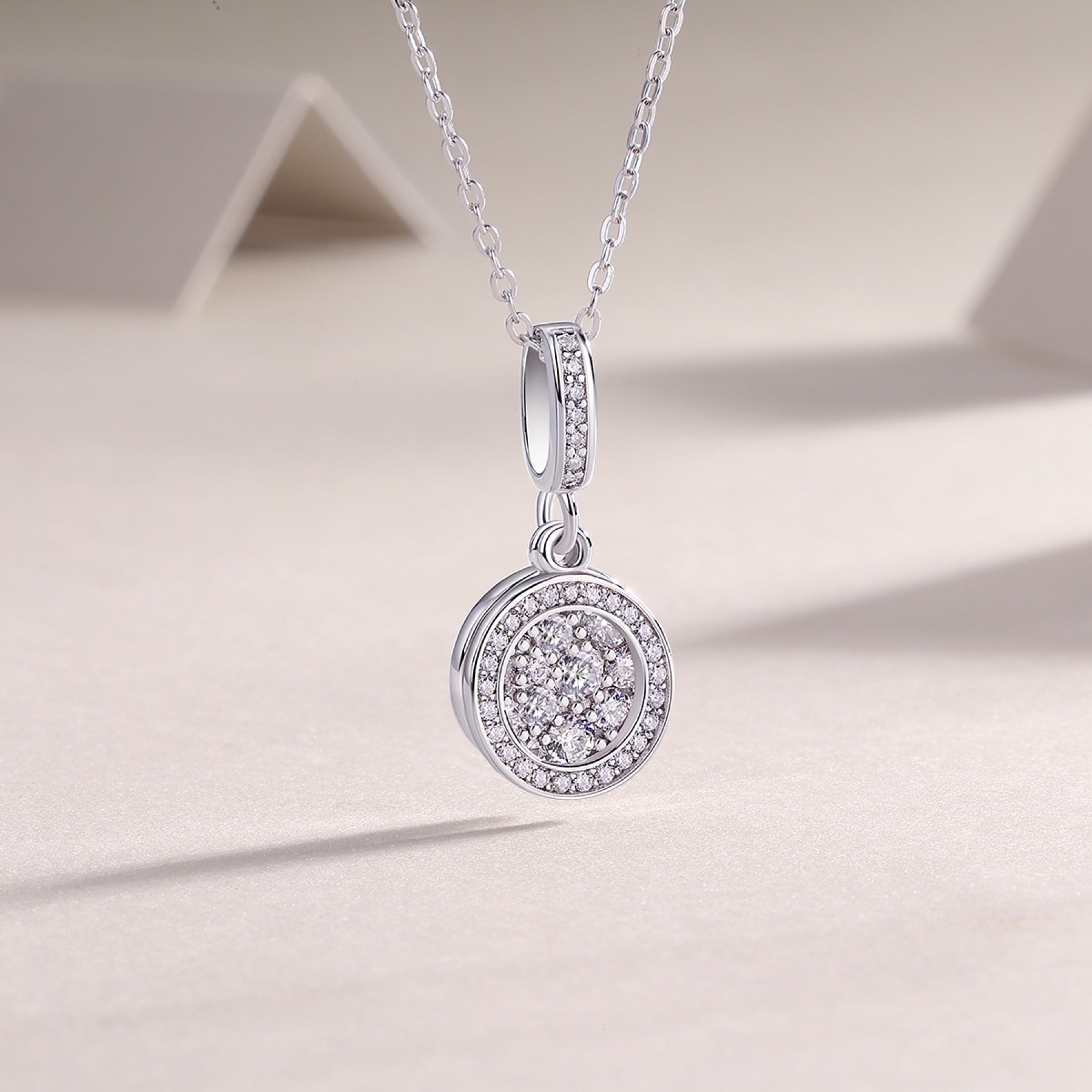 Union Moissanite Cluster Pendant Necklace in Sterling Silver