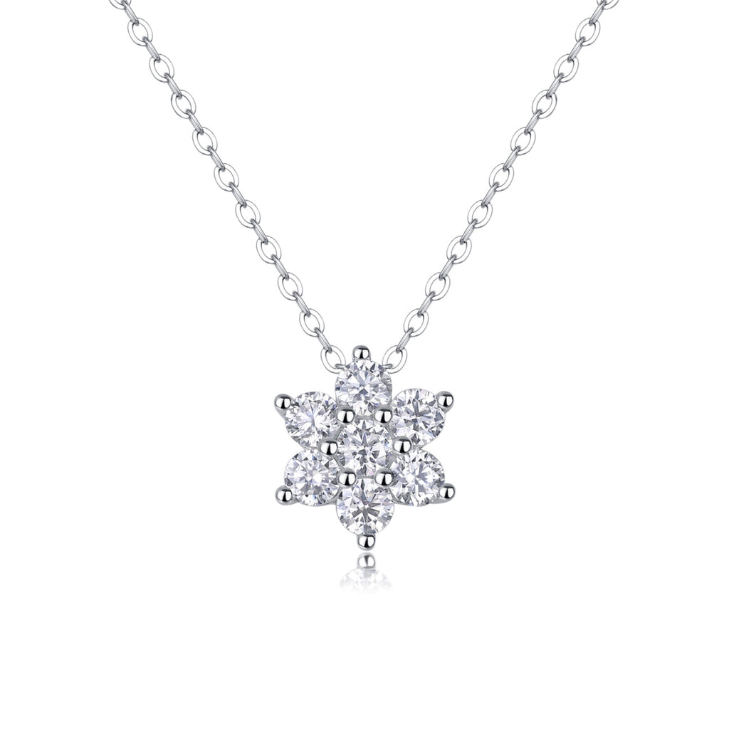 Snowdrift Moissanite Snowflake Pendant Necklace in Sterling Silver