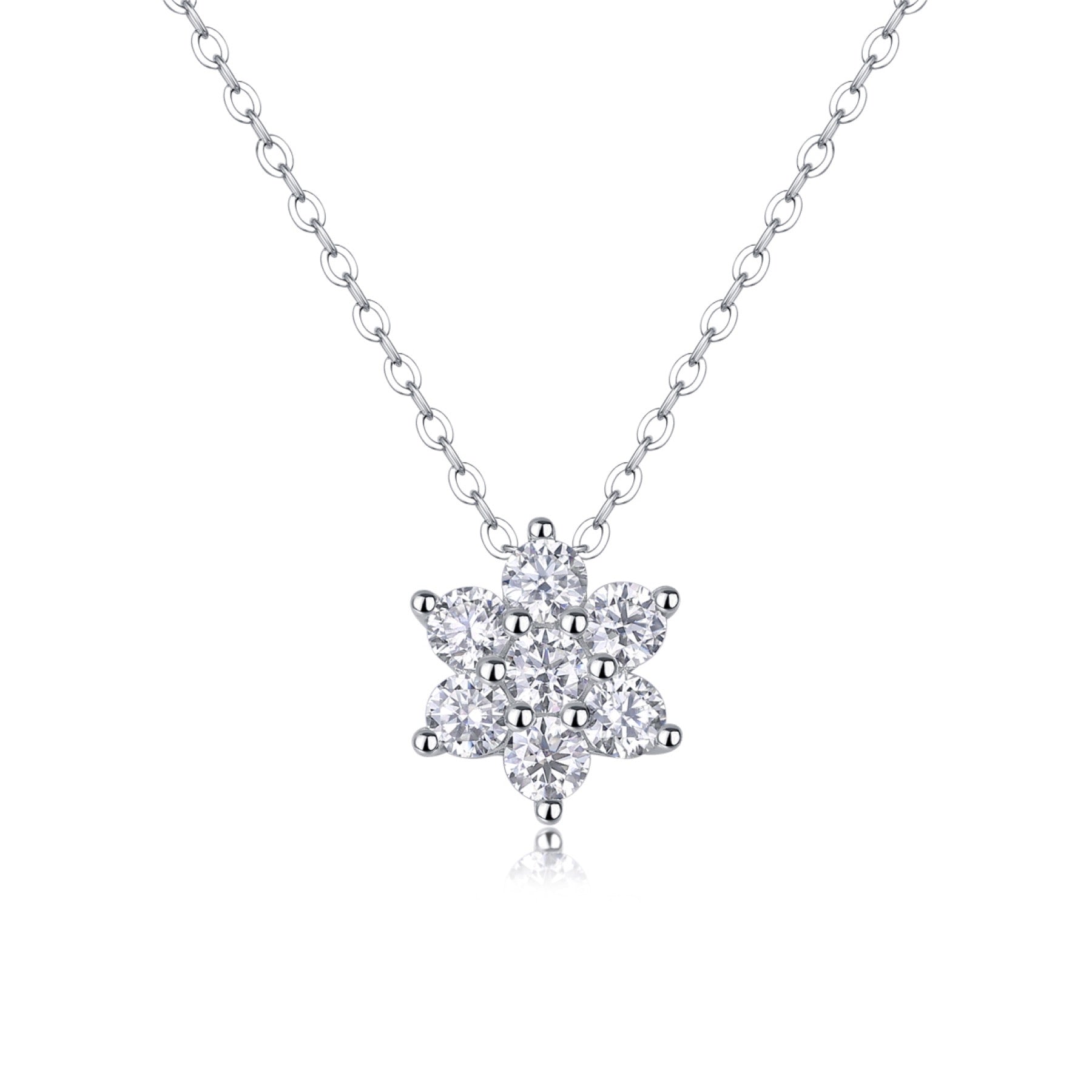 Snowdrift Moissanite Snowflake Pendant Necklace in Sterling Silver