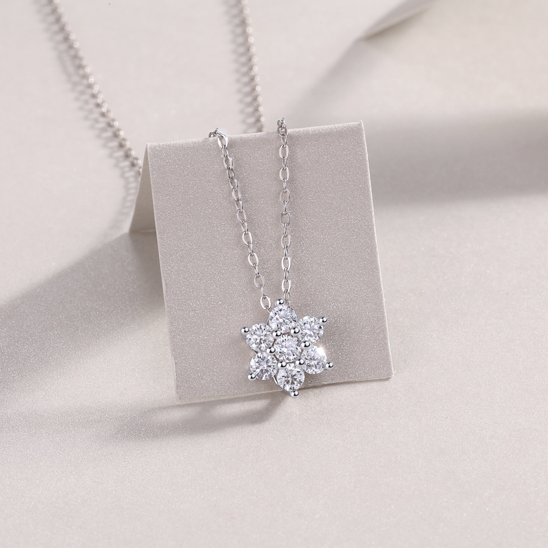 Snowdrift Moissanite Snowflake Pendant Necklace in Sterling Silver