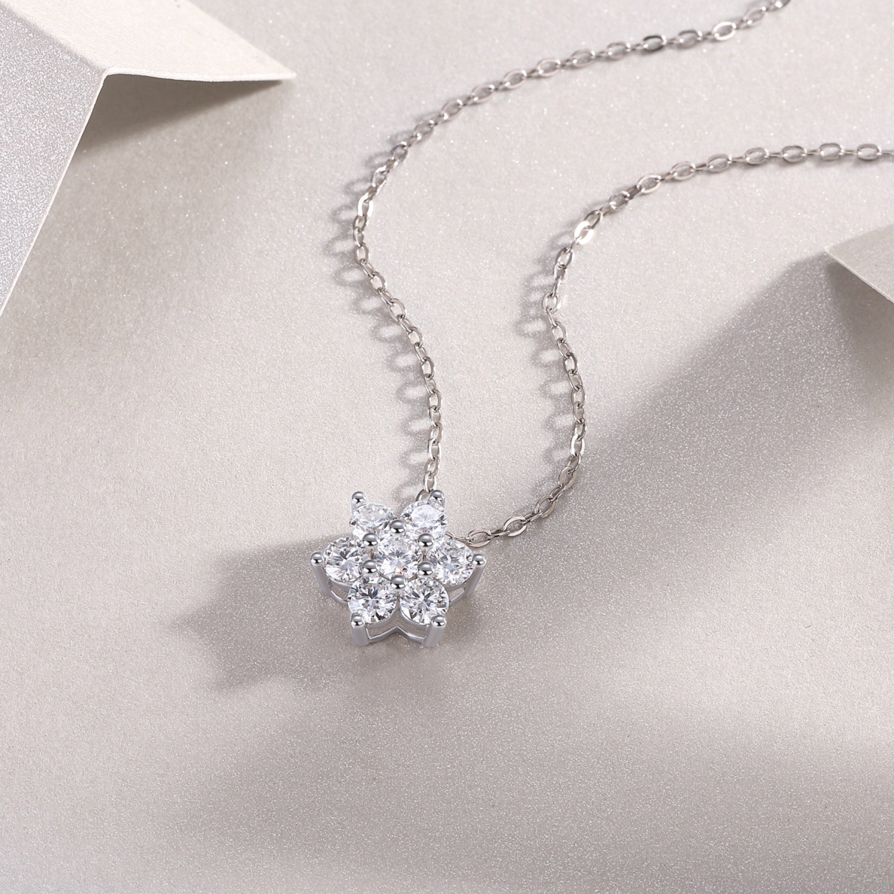 Snowdrift Moissanite Snowflake Pendant Necklace in Sterling Silver