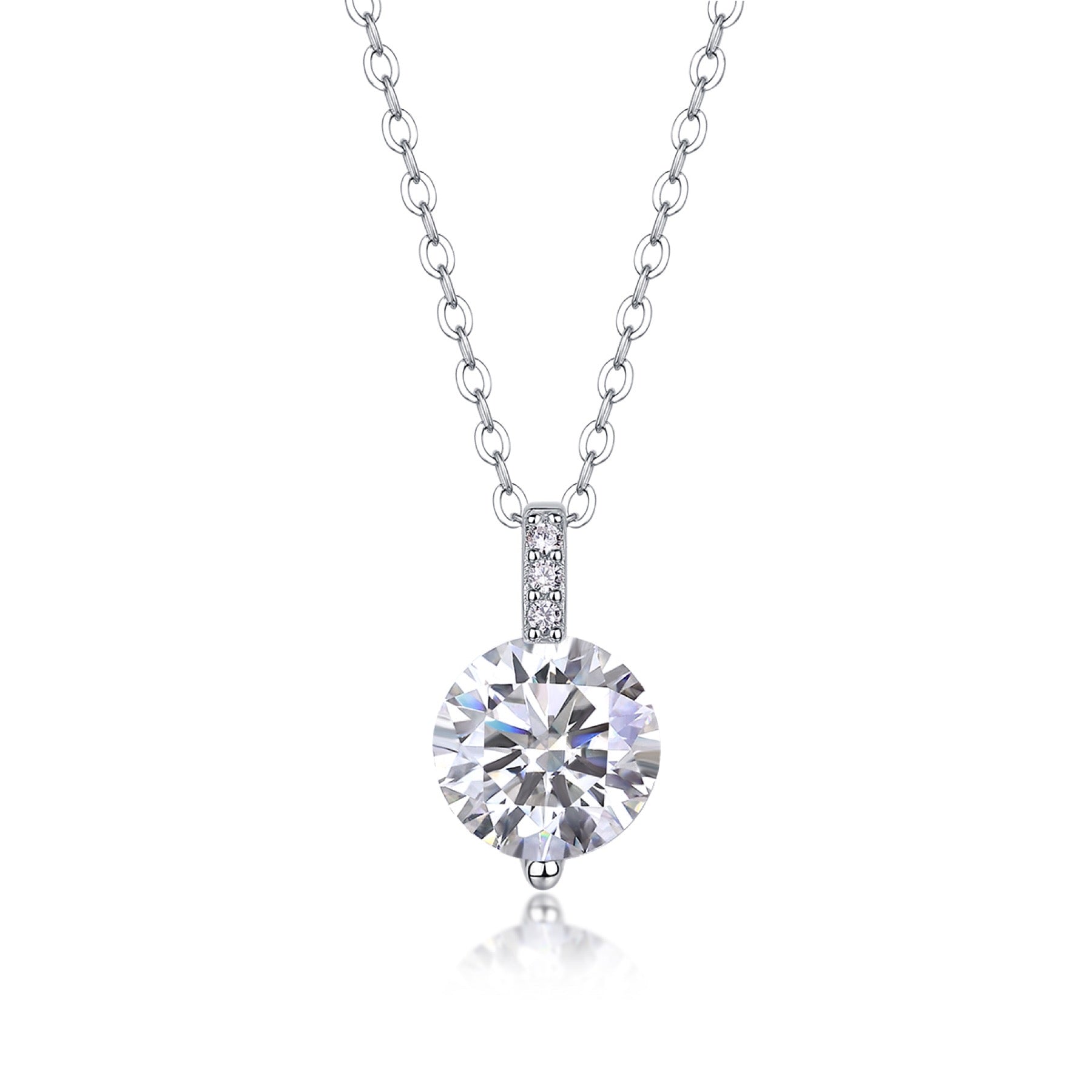 Everglow 2 Carat Moissanite Solitaire Pendant Necklace in Sterling Silver