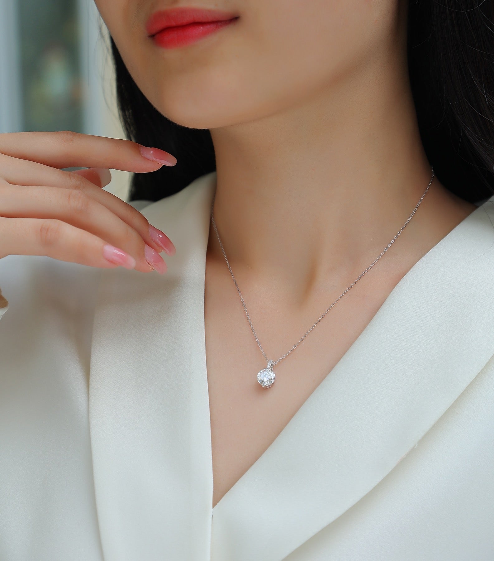 Everglow 2 Carat Moissanite Solitaire Pendant Necklace in Sterling Silver