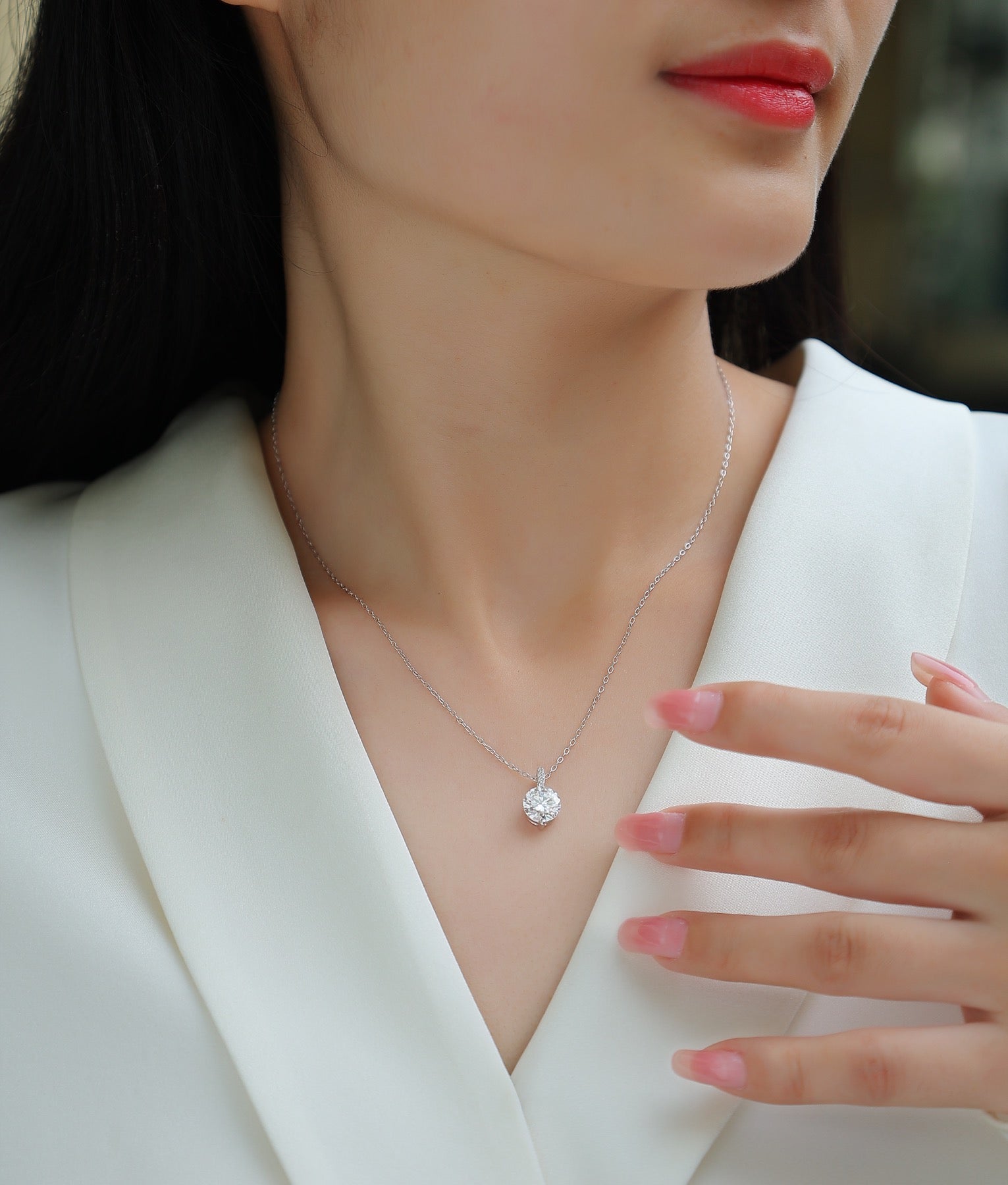 Everglow 2 Carat Moissanite Solitaire Pendant Necklace in Sterling Silver
