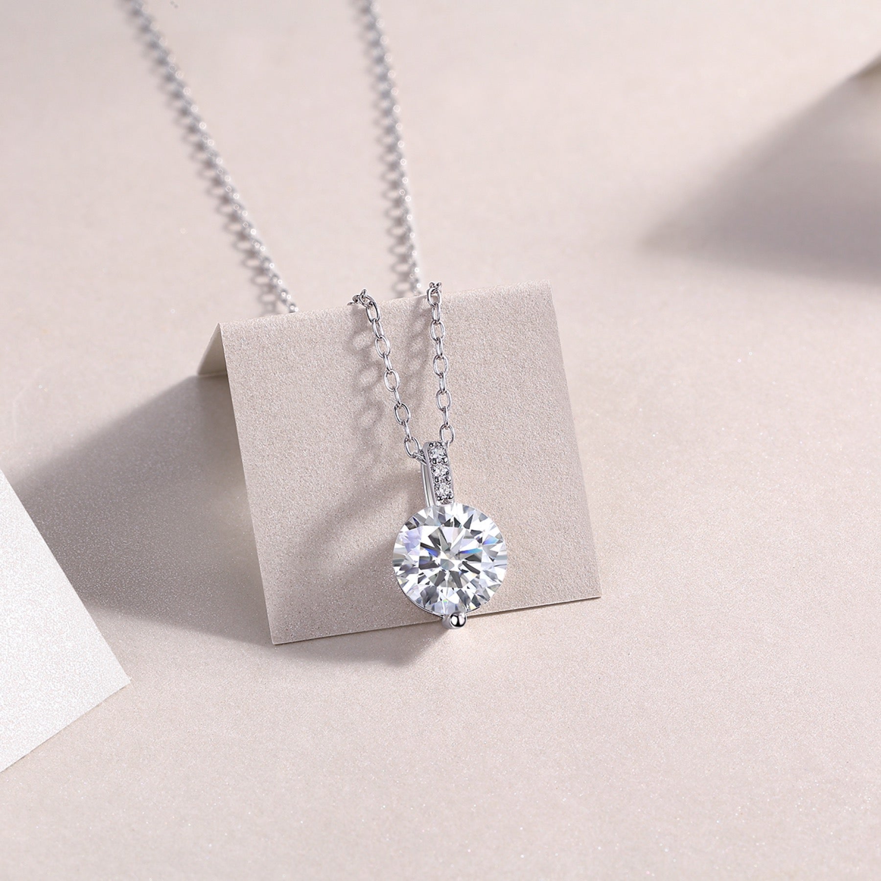 Everglow 2 Carat Moissanite Solitaire Pendant Necklace in Sterling Silver