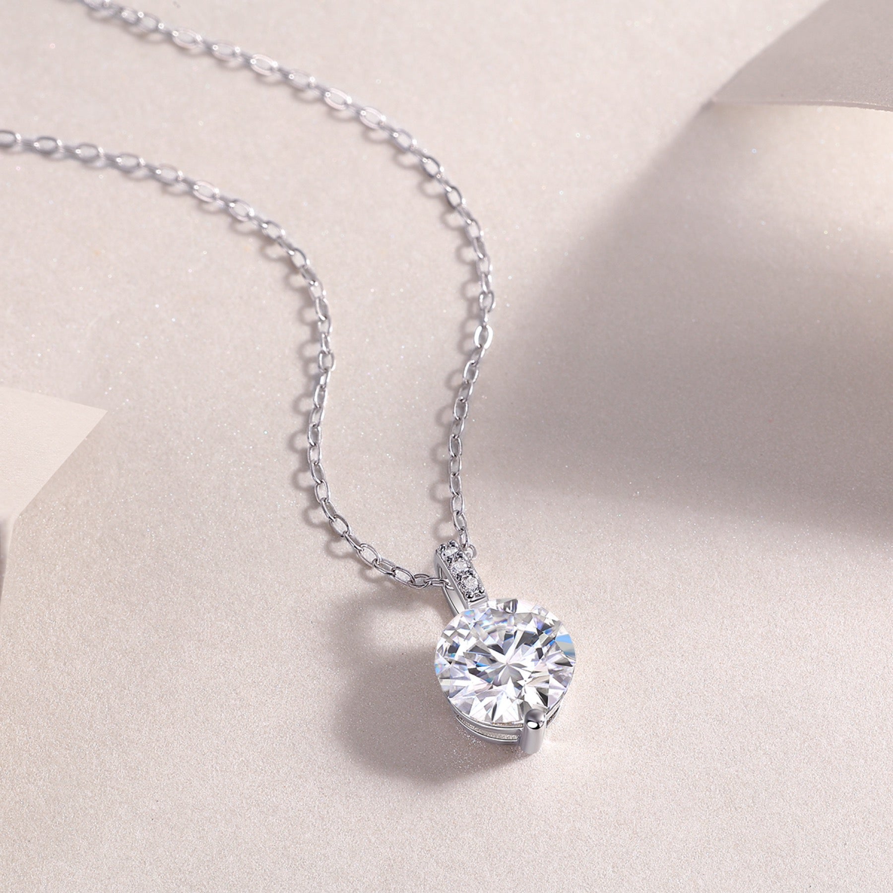Everglow 2 Carat Moissanite Solitaire Pendant Necklace in Sterling Silver