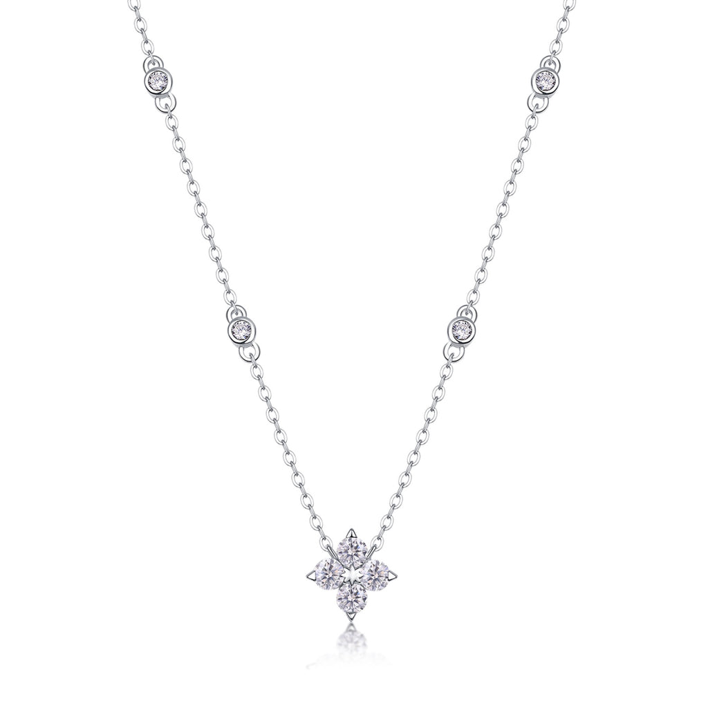 Starlet Moissanite Star Station Necklace in Sterling Silver