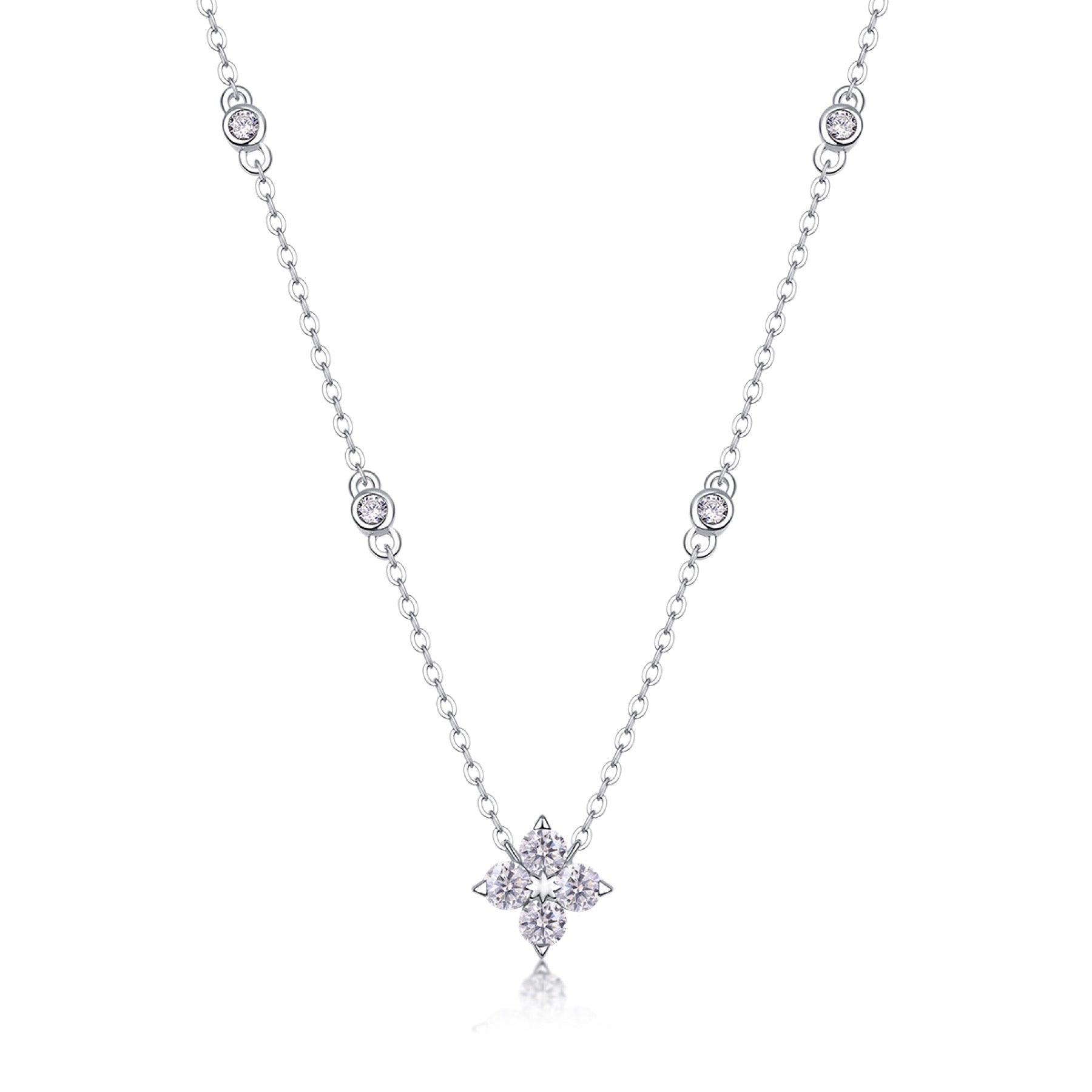 Starlet Moissanite Star Station Necklace in Sterling Silver