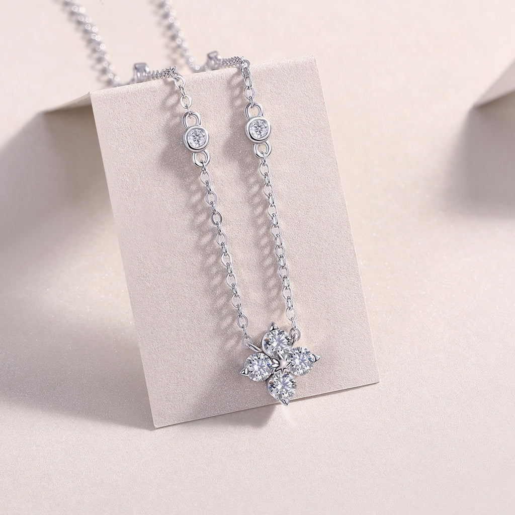 Starlet Moissanite Star Station Necklace in Sterling Silver