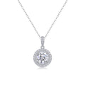 Sweetheart 2 Carat Moissanite Halo Pendant Necklace in Sterling Silver