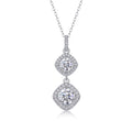 Wonderland 1 Carat Moissanite Halo Drop Pendant Necklace in Sterling Silver