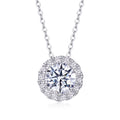 Starlit 2 Carat Moissanite Halo Pendant Necklace in Sterling Silver