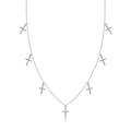 Sanctus Moissanite Cross Station Necklace in Sterling Silver