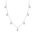 Starry Moissanite Star Station Necklace in Sterling Silver
