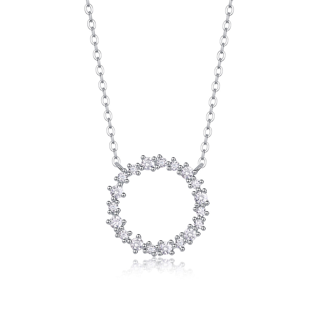 Ripple Moissanite Open Circle Necklace in Sterling Silver
