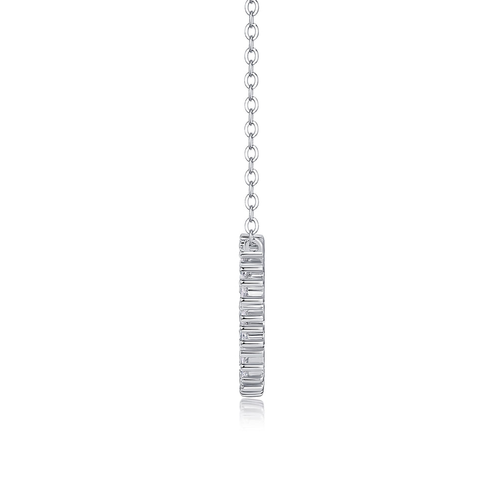 Ripple Moissanite Open Circle Necklace in Sterling Silver