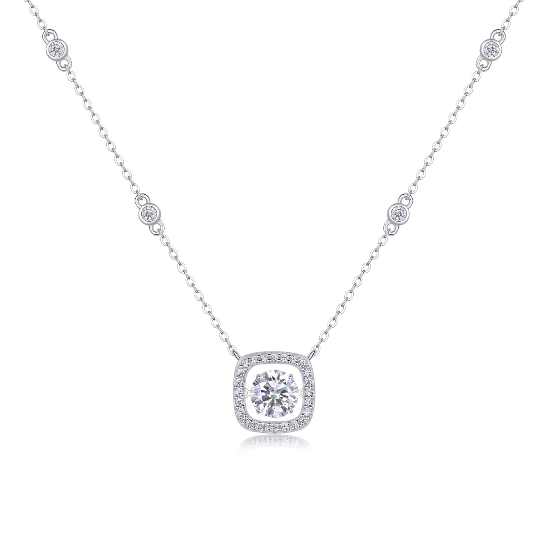 Sweetness 1 Carat Moissanite Halo Pendant Necklace in Sterling Silver