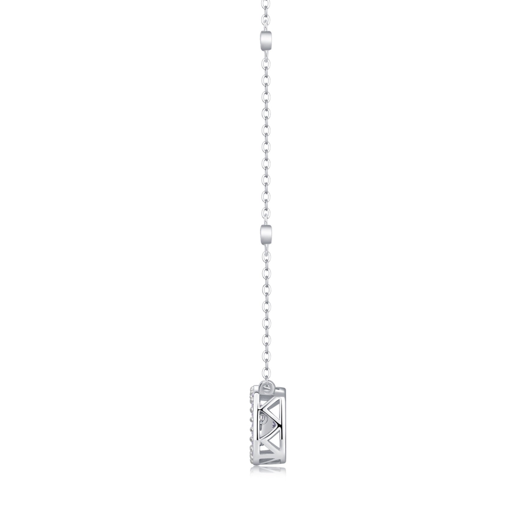 Sweetness 1 Carat Moissanite Halo Pendant Necklace in Sterling Silver