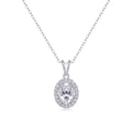 Verona Oval-Cut Moissanite Halo Pendant Necklace in Sterling Silver