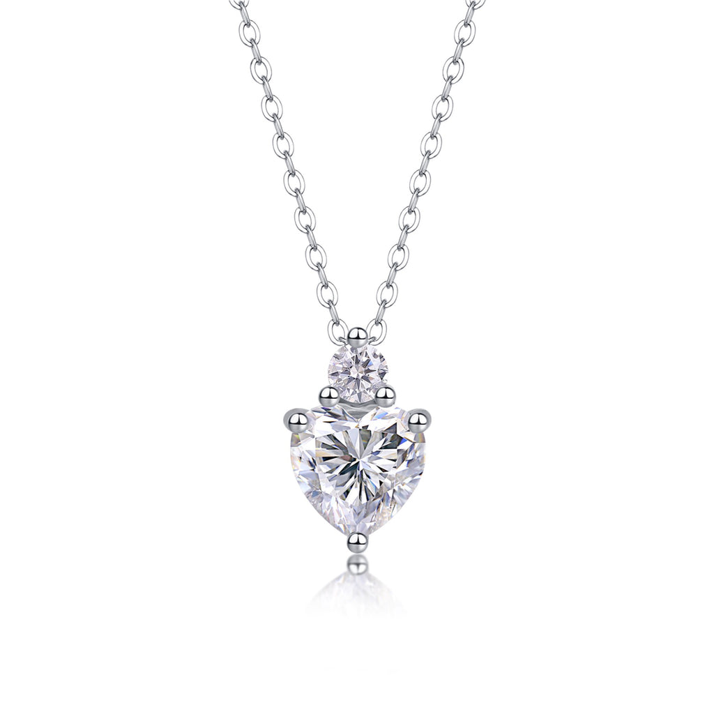 Mirage Heart-Cut Moissanite Heart Pendant Necklace in Sterling Silver