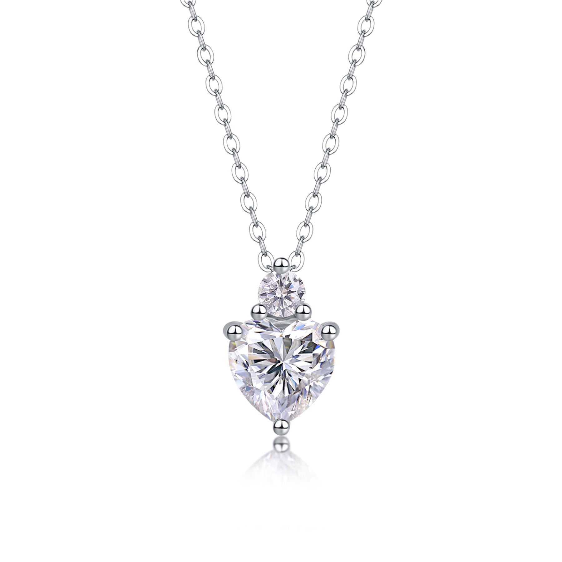 Mirage Heart-Cut Moissanite Heart Pendant Necklace in Sterling Silver