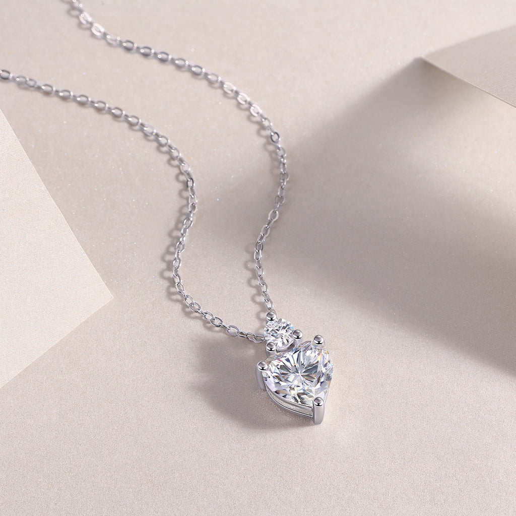 Mirage Heart-Cut Moissanite Heart Pendant Necklace in Sterling Silver