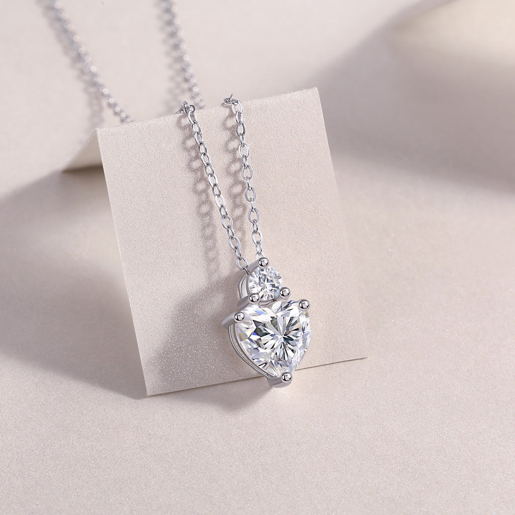 Mirage Heart-Cut Moissanite Heart Pendant Necklace in Sterling Silver